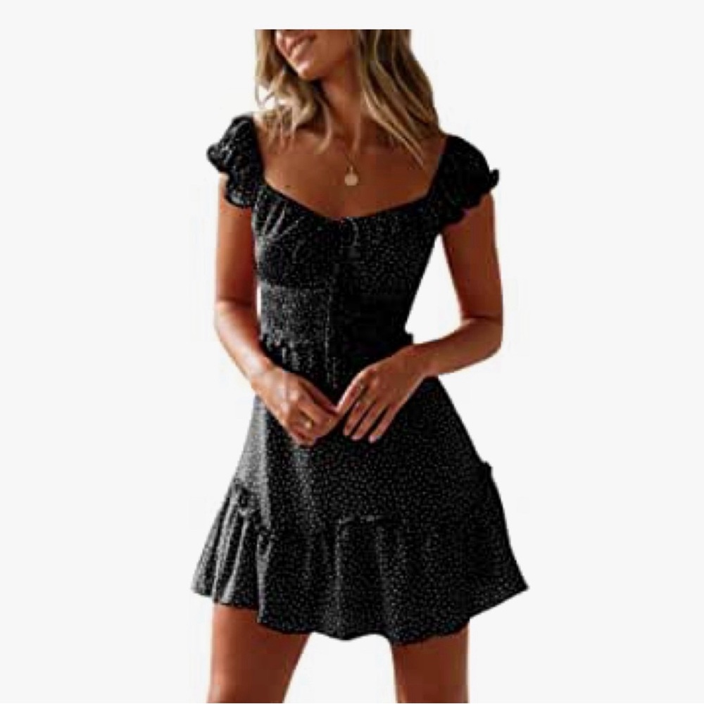 Summer Ruffle Hem High Waist Dress - Random Print black/ white NIB